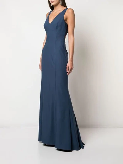 AMSALE LONG SLEEVELESS EVENING DRESS - 蓝色