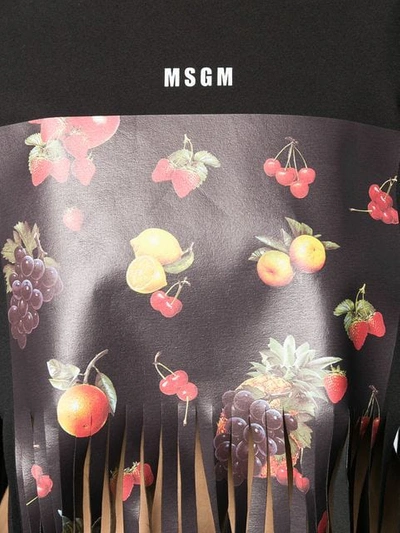 Shop Msgm Fruit Print T-shirt In 99 Black