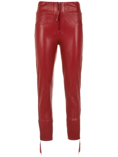 Shop Andrea Bogosian Leather Skinny Pants - Red