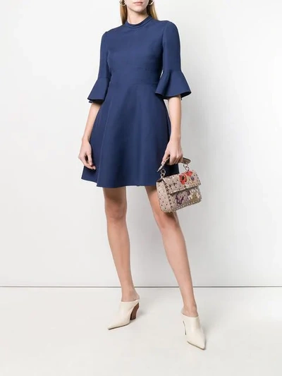 Shop Valentino Flared Mini Dress In Blue