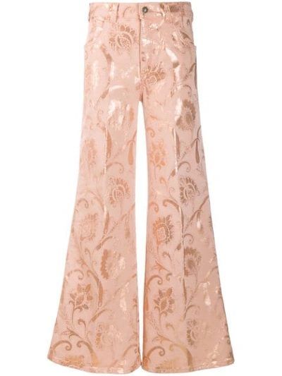 Shop Etro Baroque Print Flared Jeans - Pink