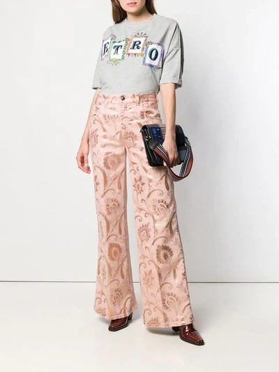 ETRO BAROQUE PRINT FLARED JEANS - 粉色