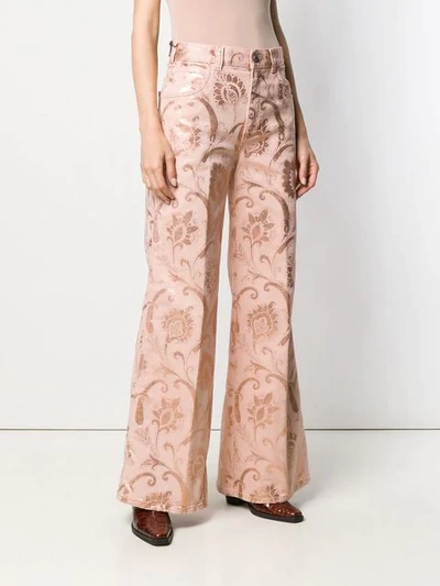 Shop Etro Baroque Print Flared Jeans - Pink