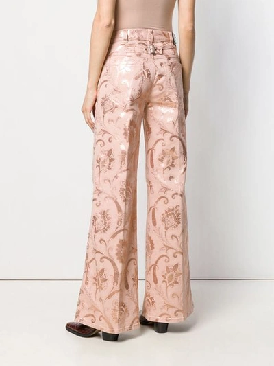 ETRO BAROQUE PRINT FLARED JEANS - 粉色