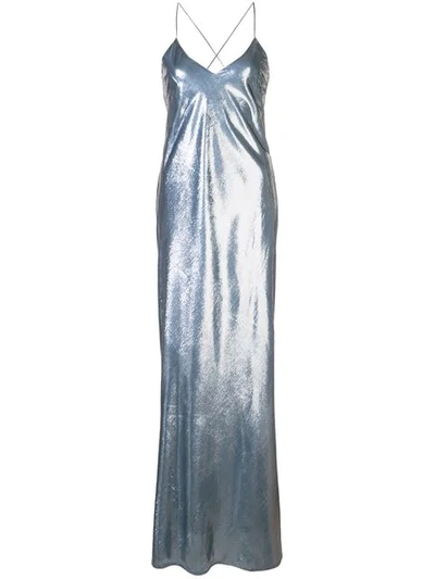 Shop Michelle Mason Bias Maxi Gown In Grey