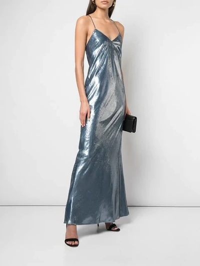 Shop Michelle Mason Bias Maxi Gown In Grey