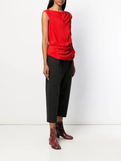 Shop Rick Owens Drapiertes Oberteil In Red