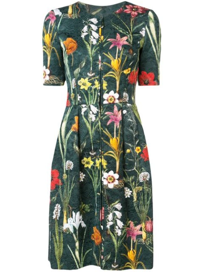 OSCAR DE LA RENTA FLORAL JACQUARD DRESS - 绿色