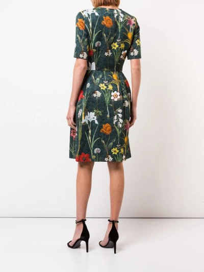 Shop Oscar De La Renta Floral Jacquard Dress - Green