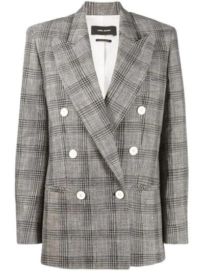 Shop Isabel Marant Plaid Double Breasted Blazer In Black