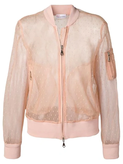 Shop Red Valentino Tulle Bomber Jacket In Neutrals