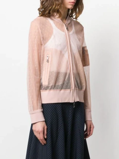 Shop Red Valentino Tulle Bomber Jacket In Neutrals