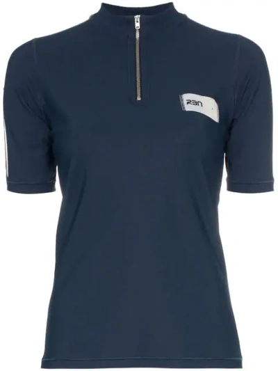 Shop Rbn X Bjorn Borg Zip Neck Logo Label Polo Shirt In Blue