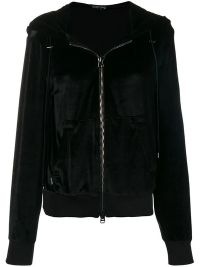 Shop Tom Ford Zipped Velvet Jacket In Black
