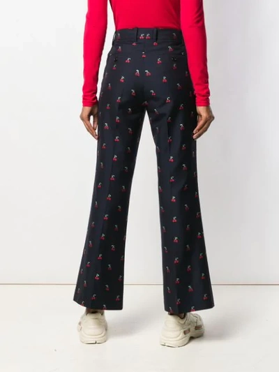 Shop Gucci Cherry Fil Coupé Bootcut Trousers In 4956 Blue