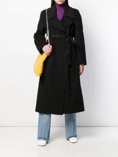 Shop Mm6 Maison Margiela Belted Wool Coat In Black