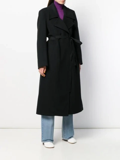 Shop Mm6 Maison Margiela Belted Wool Coat In Black