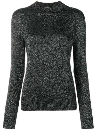 Shop Saint Laurent Glitter Detail Sweater In Black