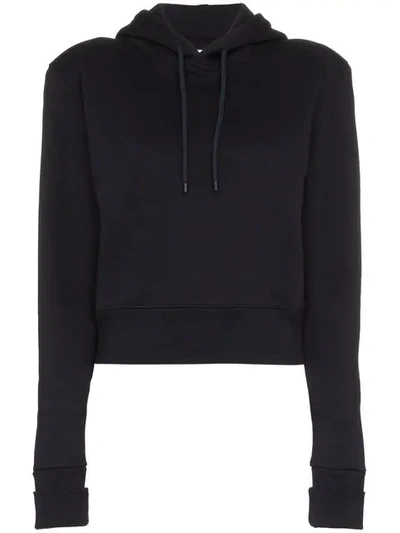Shop A_plan_application Cropped Fitted Cotton Hoodie In Blue