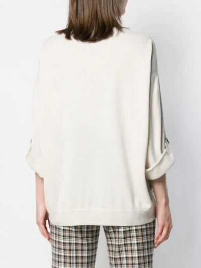 Shop Brunello Cucinelli Sweatshirt Mit Umgeschlagenen Ärmeln In Neutrals