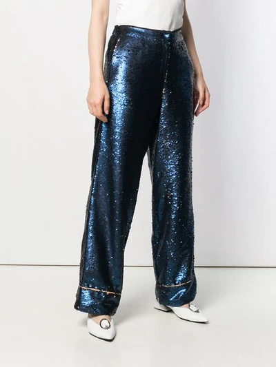 Shop In The Mood For Love Loren Sequin Wide Trousers In Navy