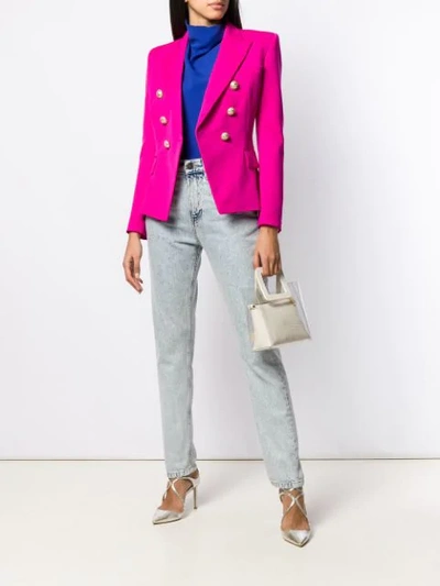 Shop Balmain Double-breasted Blazer In Pink