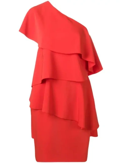 Shop Lanvin Kleid Mit Volants In Red