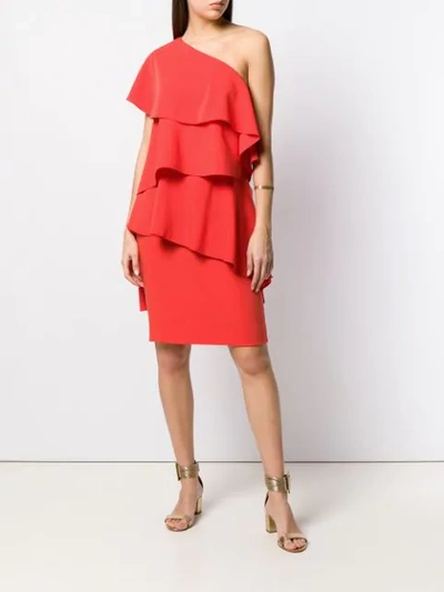 Shop Lanvin Kleid Mit Volants In Red