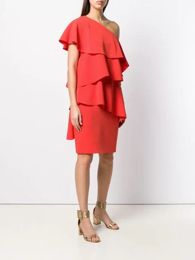 Shop Lanvin Kleid Mit Volants In Red
