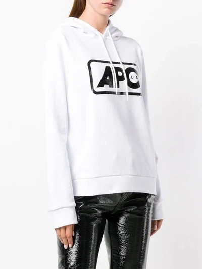 Shop Apc Logo-printed Hoodie In White
