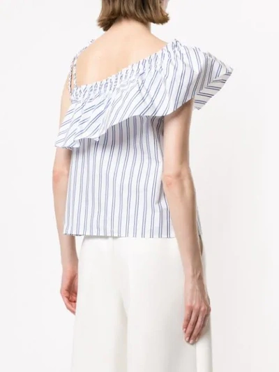 Shop Red Valentino Striped Ruffle Top - White