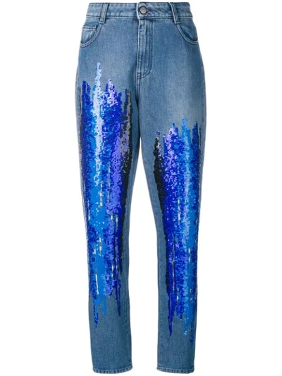 Shop Amen Sequin Embellished Jeans - Blue