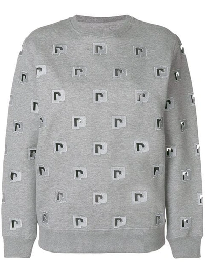 Shop Paco Rabanne Logo Embroidered Sweatshirt In Grey