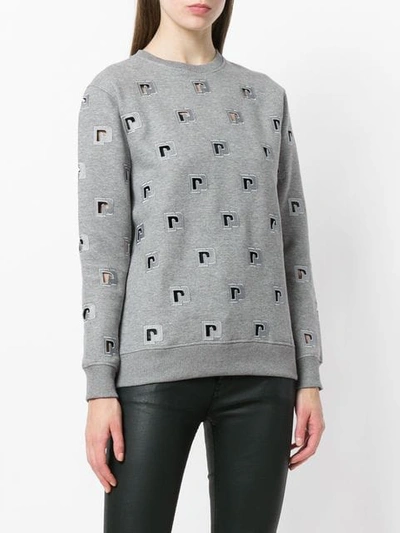 Shop Paco Rabanne Logo Embroidered Sweatshirt In Grey