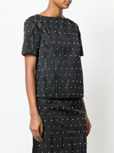 Shop Thom Browne Pearl Embroidered Moire Tee In Black