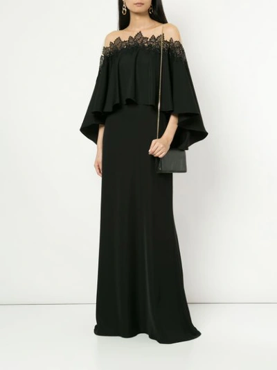 Shop Tadashi Shoji Lace Off Shoulder Dress In Black