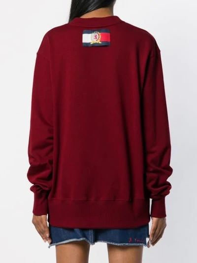 Shop Tommy Hilfiger Logo Sweatshirt In Red