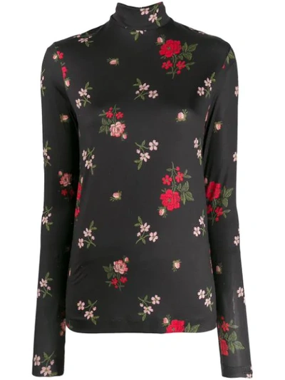 Shop Simone Rocha Floral Embroidered Top In Black