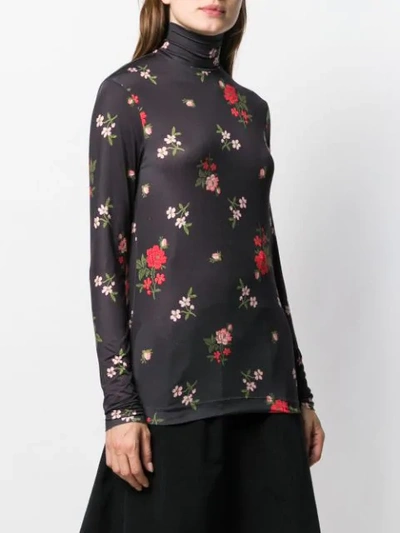 Shop Simone Rocha Floral Embroidered Top In Black