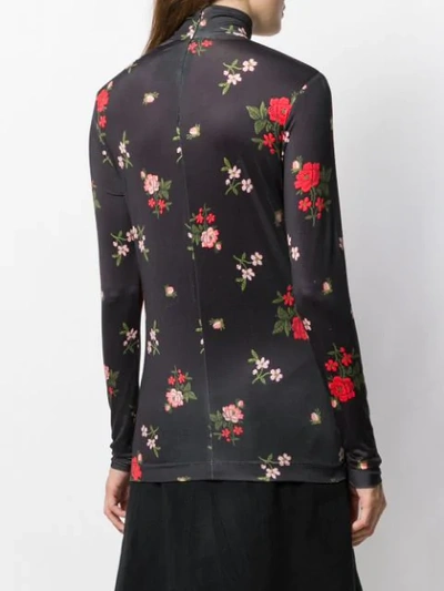 Shop Simone Rocha Floral Embroidered Top In Black