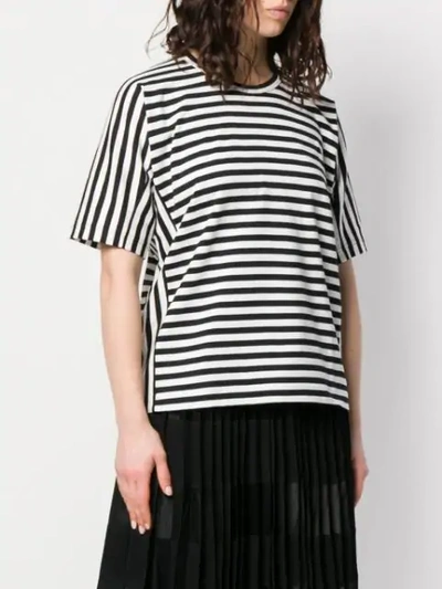 Shop Comme Des Garçons Striped Crew Neck T-shirt In Black