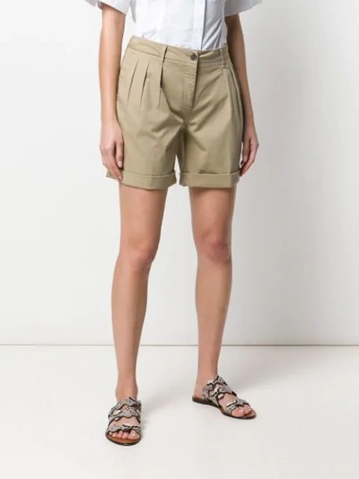 Shop Fay Double Pleat Shorts In Neutrals