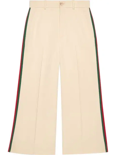 Shop Gucci Viscose Culotte Pant With Web In White