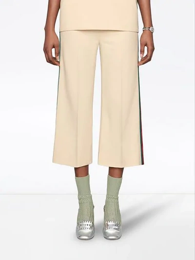 Shop Gucci Viscose Culotte Pant With Web In White