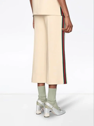 Shop Gucci Viscose Culotte Pant With Web In White