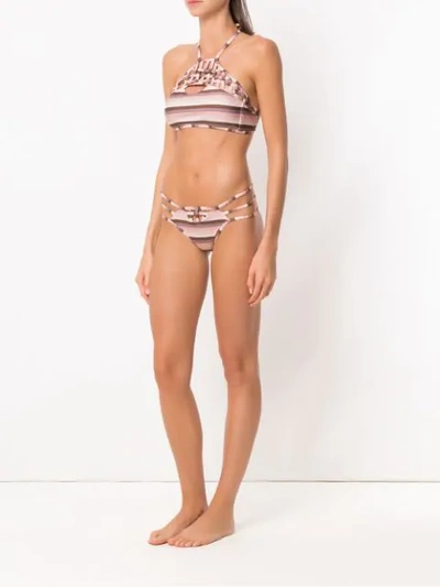 Shop Amir Slama Striped Bikini Top In Brown