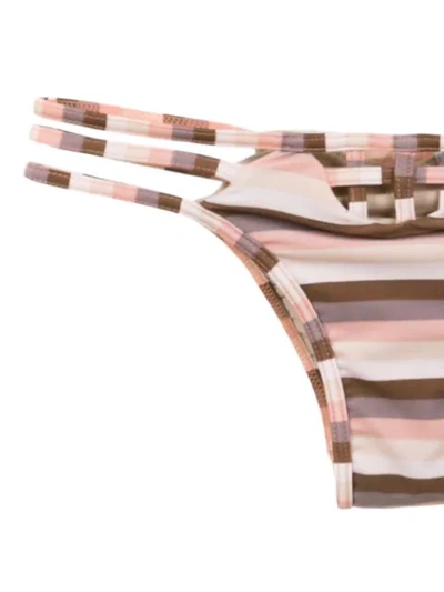 Amir Slama Striped Bikini Top In Brown