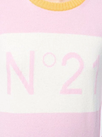 Shop N°21 Jacquard Logo Knit Sweater In Pink