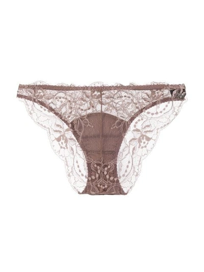 Shop Fleur Of England Signature Lace Brief In Mink