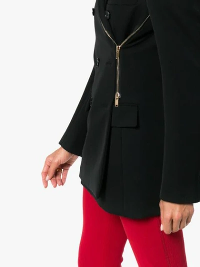 Shop Stella Mccartney Double Breasted Zip Wool Blazer In Black